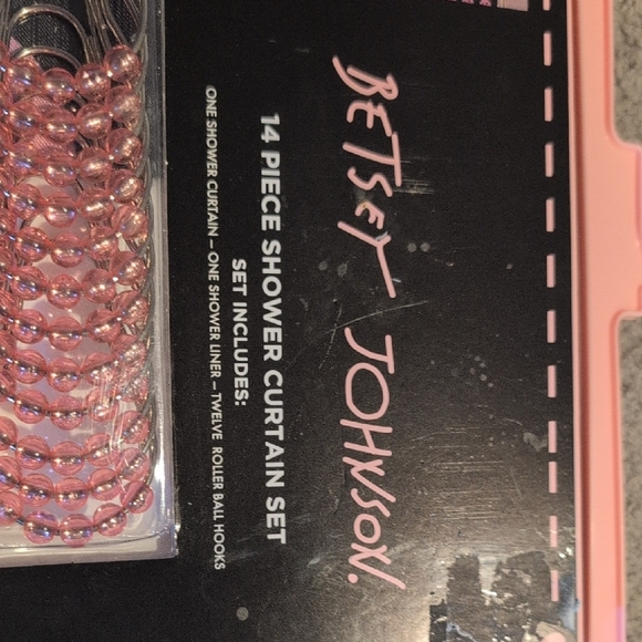 Betsey Johnson Black and Pink Vampire Smiley Shower Curtain Set NWT. - Picture 3 of 4